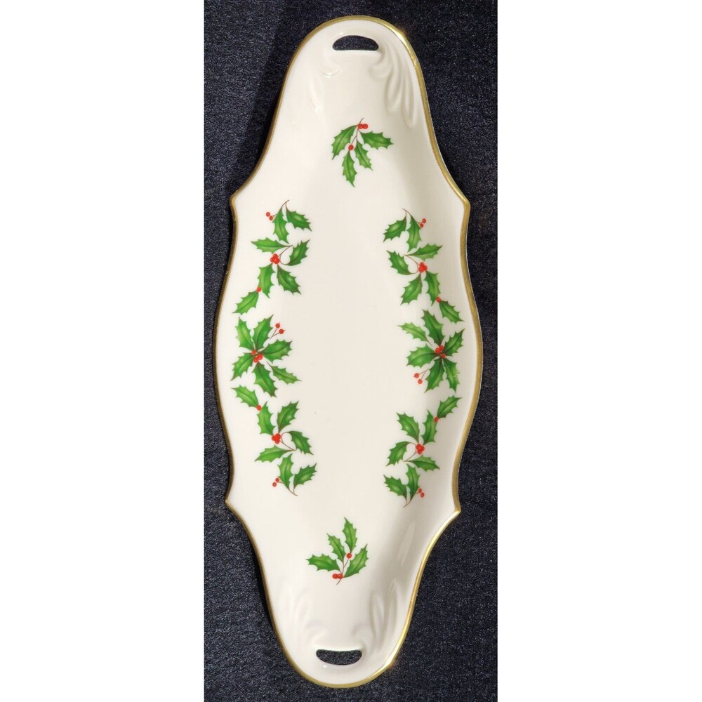 Vintage LENOX “HOLIDAY” dish w/Holly, Berries on Bone China & 24KT Gold trim